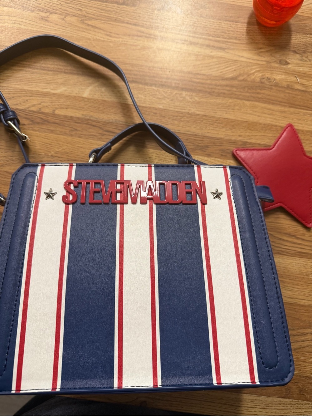 Steve Madden Navy, White & Red Striped Shoulder Bag NWOT!